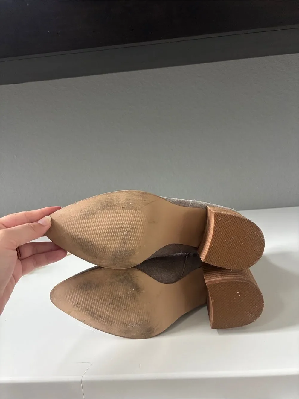 Steve Madden Taupe Suede Cutout Ankle Booties